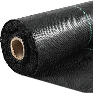 Happybuy 6x300ft Premium Weed Barrier Landscape Fabric Heavy Duty 2.4OZ, Woven Weed Control Fabric, High Permeability Good for Flower Bed, Geotextile Fabric Underlayment, Driveway Fabric Ground Cover(6FTx300FT-3OZ)