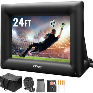 VEVOR 16FT Inflatable Movie Screen Outdoor, Inflatable Projector Screen with Portable Storage Bag, 16:9 Easy Set Up Movie Projection for Outdoor Backyard, Home Theater, Theme Party(24 Feet)