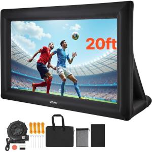 VEVOR 16FT Inflatable Movie Screen Outdoor, Inflatable Projector Screen with Portable Storage Bag, 16:9 Easy Set Up Movie Projection for Outdoor Backyard, Home Theater, Theme Party(20 Feet)
