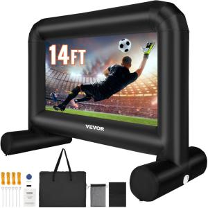 VEVOR 16FT Inflatable Movie Screen Outdoor, Inflatable Projector Screen with Portable Storage Bag, 16:9 Easy Set Up Movie Projection for Outdoor Backyard, Home Theater, Theme Party(14 Feet)