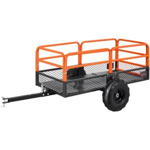 VEVOR 22 Cu.Ft 1600Lbs Steel ATV UTV Trailer Tow Behind Dump Cart, Heavy Duty Pull Behind Utility Dump Trailer for Lawn Mower Trailer Tractor Garden Yard with Removable Rear Panel(1600Lbs&22cu.ft)