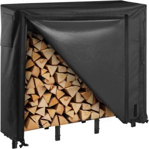 VEVOR 8.5FT Outdoor Firewood Rack with Cover, 102×14.2×46.1 in, Heavy Duty Firewood Holder & 600D Oxford Waterproof Cover for Fireplace, Patio, Indoor/Outdoor Log Storage Rack for 1/2 Cord of Firewood(4 FT)