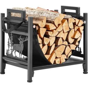 VEVOR 8.5FT Outdoor Firewood Rack with Cover, 102×14.2×46.1 in, Heavy Duty Firewood Holder & 600D Oxford Waterproof Cover for Fireplace, Patio, Indoor/Outdoor Log Storage Rack for 1/2 Cord of Firewood(1.5 FT)