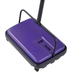 VEVOR Carpet Sweeper, 7.87 in Sweeping Paths, Floor Sweeper Manual Non Electric, 300 ml Dustbin Capacity with Comb for Home Office Rugs Hardwood Surfaces Wood Floors Laminate, Cleans Dust Pet Hair(Purple)