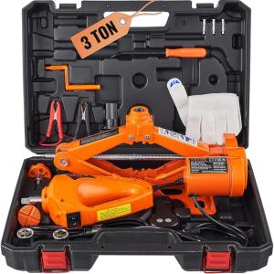 VEVOR Electric Car Jack, 5 Ton/11023 LBS Hydraulic Jack Lift with Electric Impact Wrench, Built-in Inflatable Pump, and LED Light for SUV MPV Sedan Truck Change Tires Garage Repair(3T with Wrench)