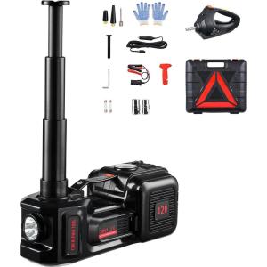 VEVOR Electric Car Jack, 5 Ton/11023 LBS Hydraulic Jack Lift with Electric Impact Wrench, Built-in Inflatable Pump, and LED Light for SUV MPV Sedan Truck Change Tires Garage Repair(5T with Wrench+extended rod)