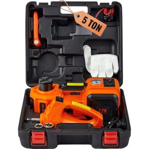 VEVOR Electric Car Jack, 5 Ton/11023 LBS Hydraulic Jack Lift with Electric Impact Wrench, Built-in Inflatable Pump, and LED Light for SUV MPV Sedan Truck Change Tires Garage Repair(5T with Wrench)