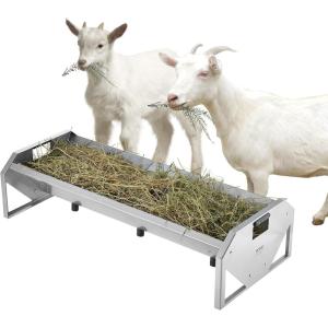 VEVOR Livestock Feeding Trough, 22 Gallon Capacity, 45″ Hay Feeder, Heavy Duty Steel Livestock Trough, Galvanized Steel Sheep Feeder Trough Feeding up to 10 Goats for Horse Sheep Hog Farm Sheds Pen(1 PCS)