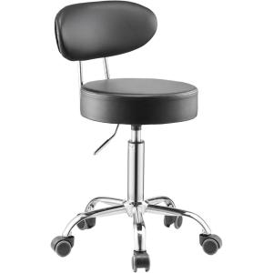 VEVOR Mechanic Stool Dual Storage Trays Rolling Stool and Garage Stool with Adjustable Height 23.6–29.5 in,Soft Waterproof Cushion 360° Swivel Casters 330 LBS Capacity Heavy Duty(with Backrest and Casters)