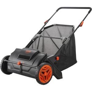 VEVOR Push Lawn Sweeper, 26 Inch Leaf & Grass Collector, Strong Rubber Wheels & Heavy Duty Thickened Steel Durable to Use with Large Capacity 7 ft³ Mesh Collection Bag, 4 Spinning Brushes(21 inch)