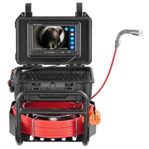VEVOR Sewer Camera, 165 ft/50m, Self-Leveling Drain Camera with 512Hz Transmitter, Distance Counter, 9″ Screen 1080P HD Snake Plumbing Cameras with Lights-12 LED & 32GB Card for Duct Pipe