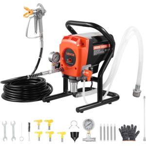 VEVOR Stand Airless Paint Sprayer, 900W, 3300PSI High Pressure Airless Sprayer, Cleaning Brush, Hose, Extension Rod, Nozzles, Electric Spray Paint Machine for Interior or Exterior of House, Fence(900W Stand Airless Paint Sprayer)