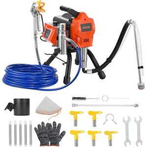 VEVOR Stand Airless Paint Sprayer, 900W, 3300PSI High Pressure Airless Sprayer, Cleaning Brush, Hose, Extension Rod, Nozzles, Electric Spray Paint Machine for Interior or Exterior of House, Fence(1500W Stand Airless Paint Sprayer)