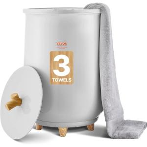 VEVOR Towel Warmer Bucket, 20L Large Towel Warmer for Bathroom, Auto Shut Off Towel Heater Fits up to Two 40″x70″ Oversized Towels, Bathrobes, Blankets, 4-Level Timer Towel Warmer Ideal for Spa, Gray(Gray)