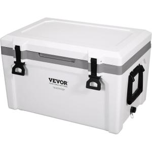 VEVOR Ultra-Light Hard Cooler, Ice Retention Cooler with Heavy Duty Handle, Ice Chest Lunch Box for Camping, Travel, Outdoor, Keeps Cool for up to 6 Days, 30% Lighter Than Rotomolded Coolers(52 QT without wheels)