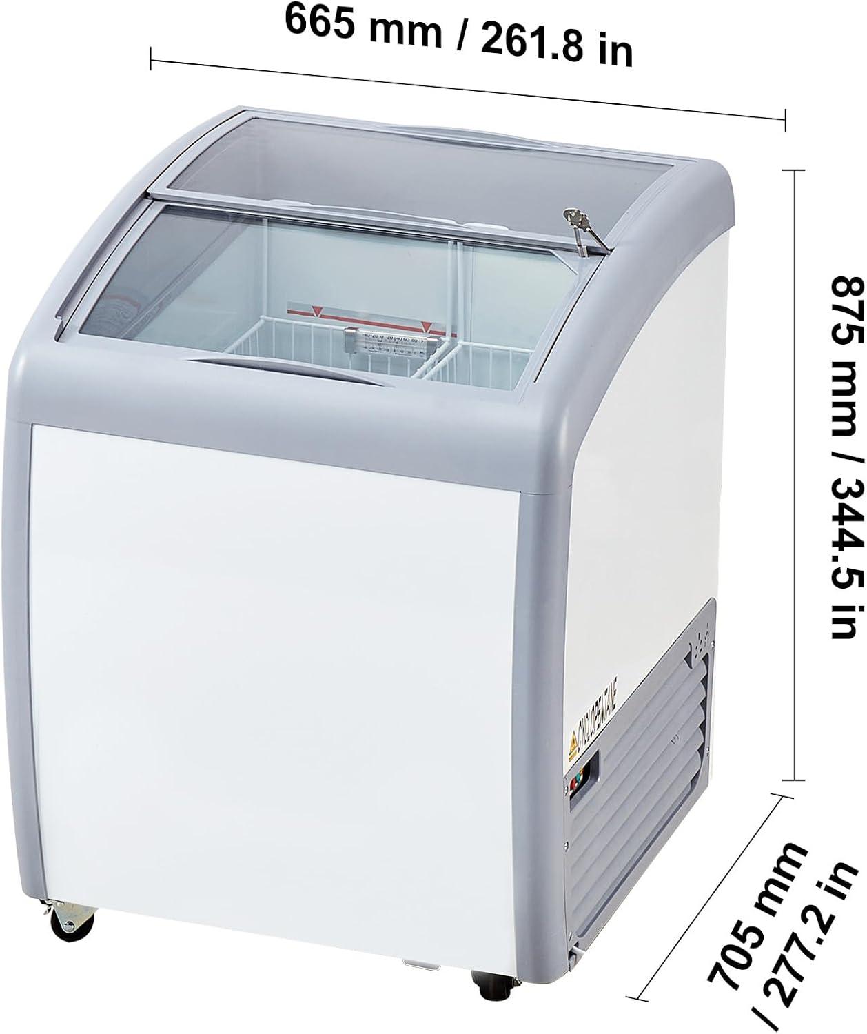 image:imageHappybuy 54 Cuft Commercial Ice Cream Display Case Gelato Chest Freezer Sliding Glass Doors Locking Casters 2 Wire Baskets Mobile Deep Freezer White