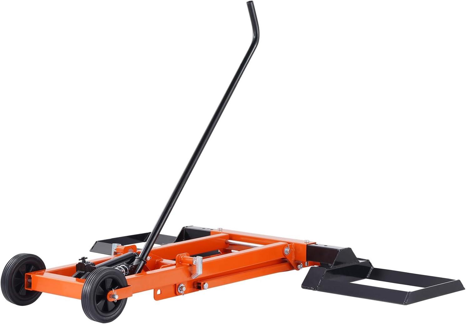 image:imageHappybuy Lawn Mower Lift with Hydraulic Jack 500 Lbs Weight Capacity Solid Carbon Steel Lawn Mower Lift Adjustable Movable Lawn Lifter for Riding Tractors and Zero Turn Lawn Mowers