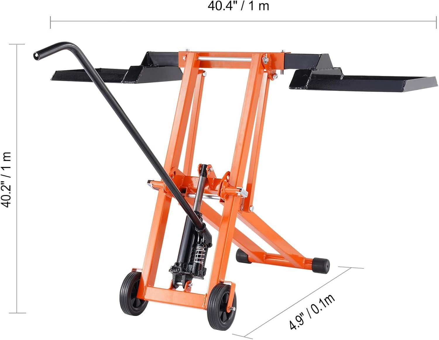 image:imageHappybuy Lawn Mower Lift with Hydraulic Jack 500 Lbs Weight Capacity Solid Carbon Steel Lawn Mower Lift Adjustable Movable Lawn Lifter for Riding Tractors and Zero Turn Lawn Mowers