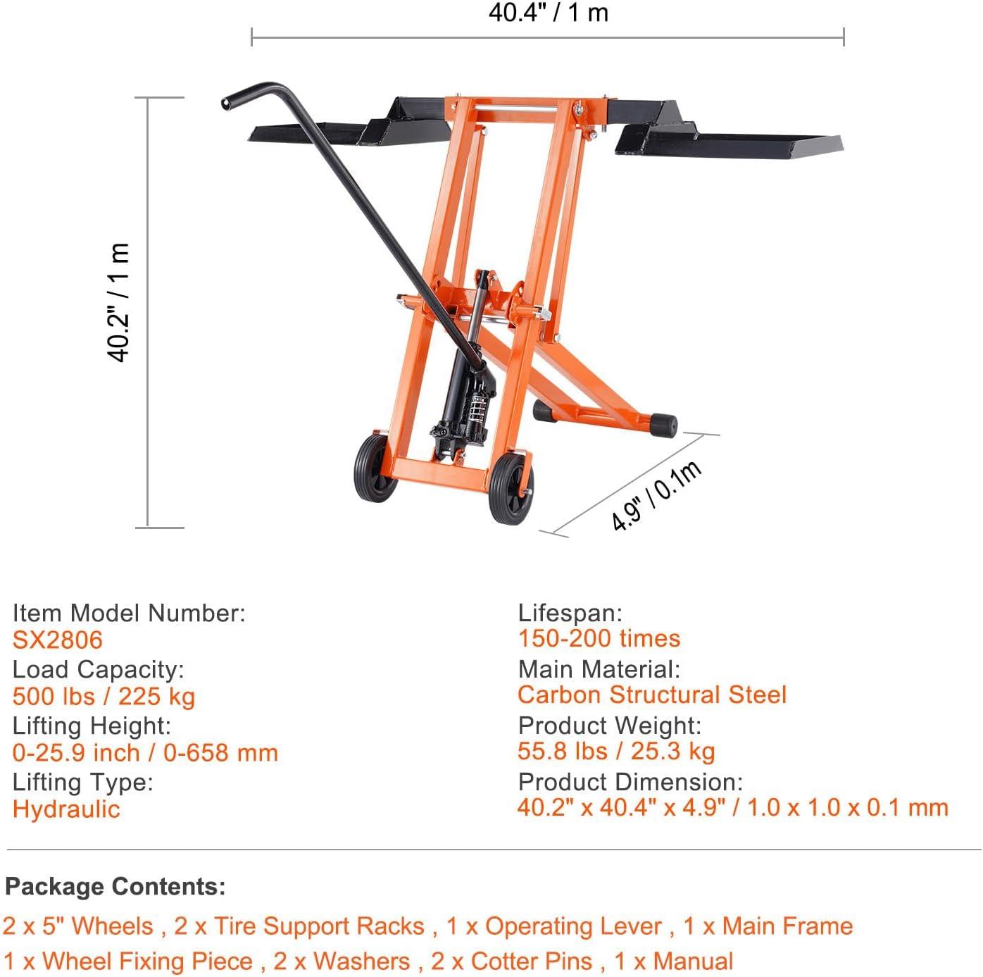 image:imageHappybuy Lawn Mower Lift with Hydraulic Jack 500 Lbs Weight Capacity Solid Carbon Steel Lawn Mower Lift Adjustable Movable Lawn Lifter for Riding Tractors and Zero Turn Lawn Mowers