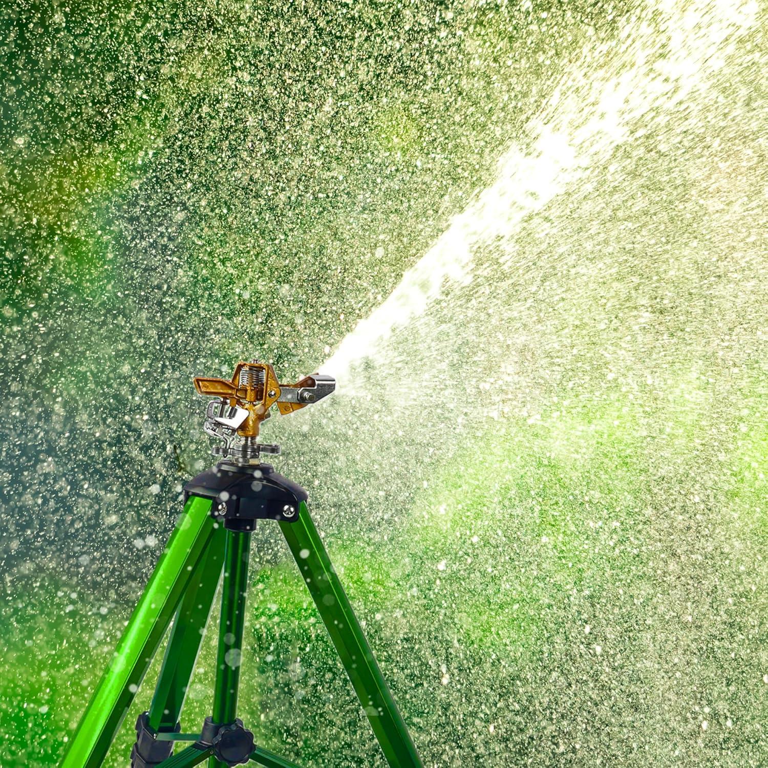 image:imageImpact Sprinkler on Tripod Base Tripod Sprinklers with Brass Head 360 Degree Large Area Irrigation with Extension Legs Flip Locks Heavy Duty 34 Connector for Lawn Yard Garden1