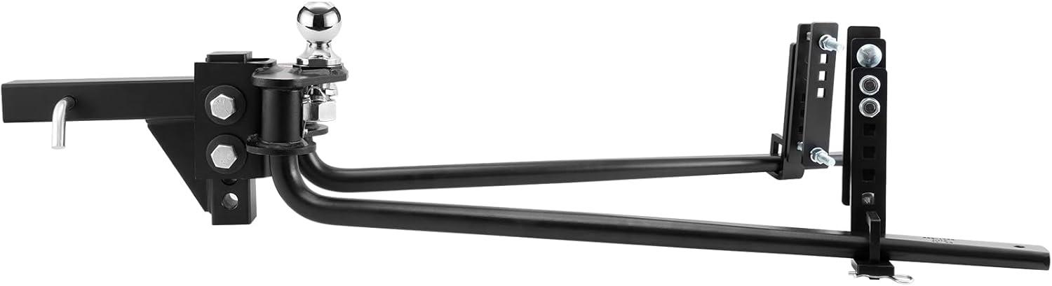 image:imageVEOVR Weight Distribution Hitch 1000 lbs Weight Distributing Hitches Kit with Sway Control for Trailer 2in Solid Steel Shank 2516 in Alloy Steel Ball Powder Coated Load Leveling Hitch Black1000lbs
