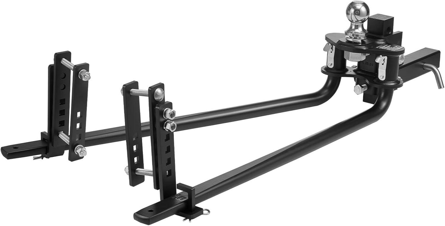 image:imageVEOVR Weight Distribution Hitch 1000 lbs Weight Distributing Hitches Kit with Sway Control for Trailer 2in Solid Steel Shank 2516 in Alloy Steel Ball Powder Coated Load Leveling Hitch Black1200lbs