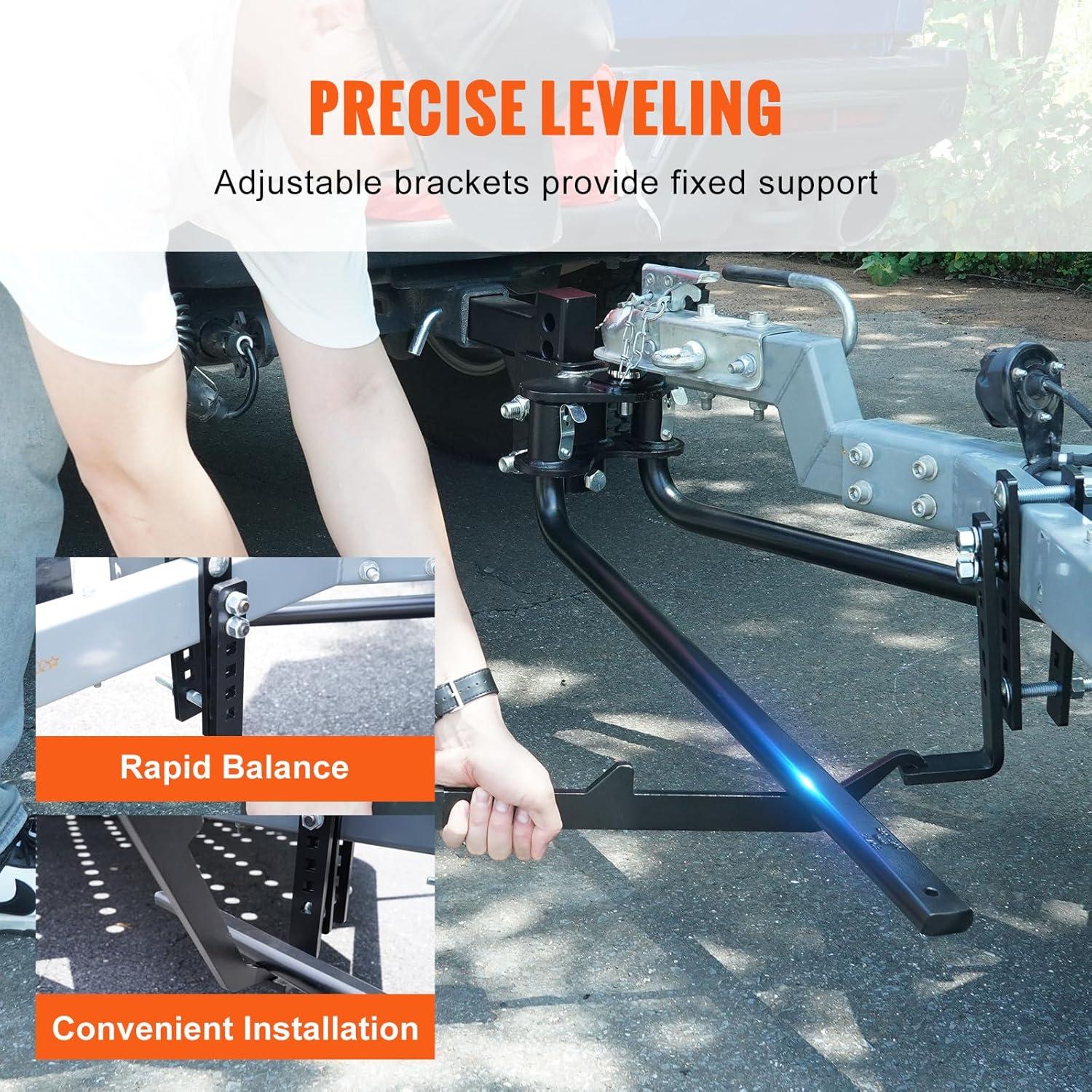 image:imageVEOVR Weight Distribution Hitch 1000 lbs Weight Distributing Hitches Kit with Sway Control for Trailer 2in Solid Steel Shank 2516 in Alloy Steel Ball Powder Coated Load Leveling Hitch Black1000lbs