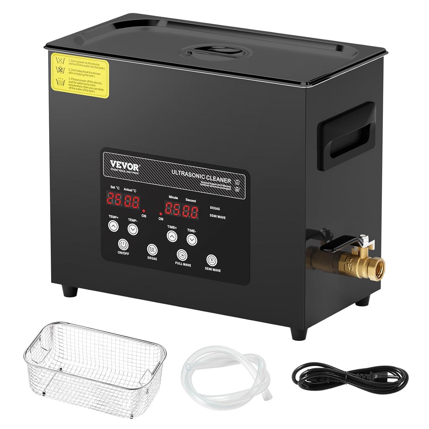 image:imageVEVOR 10L Ultra Sonic Cleaner 240W Digital Ultrasonic Cleaning Machine with Gentle Mode amp Upgraded Degassing 40kHz Industrial Ultrasound Cleaner with Heater amp Timer for Retainer Jewelry Tools6L