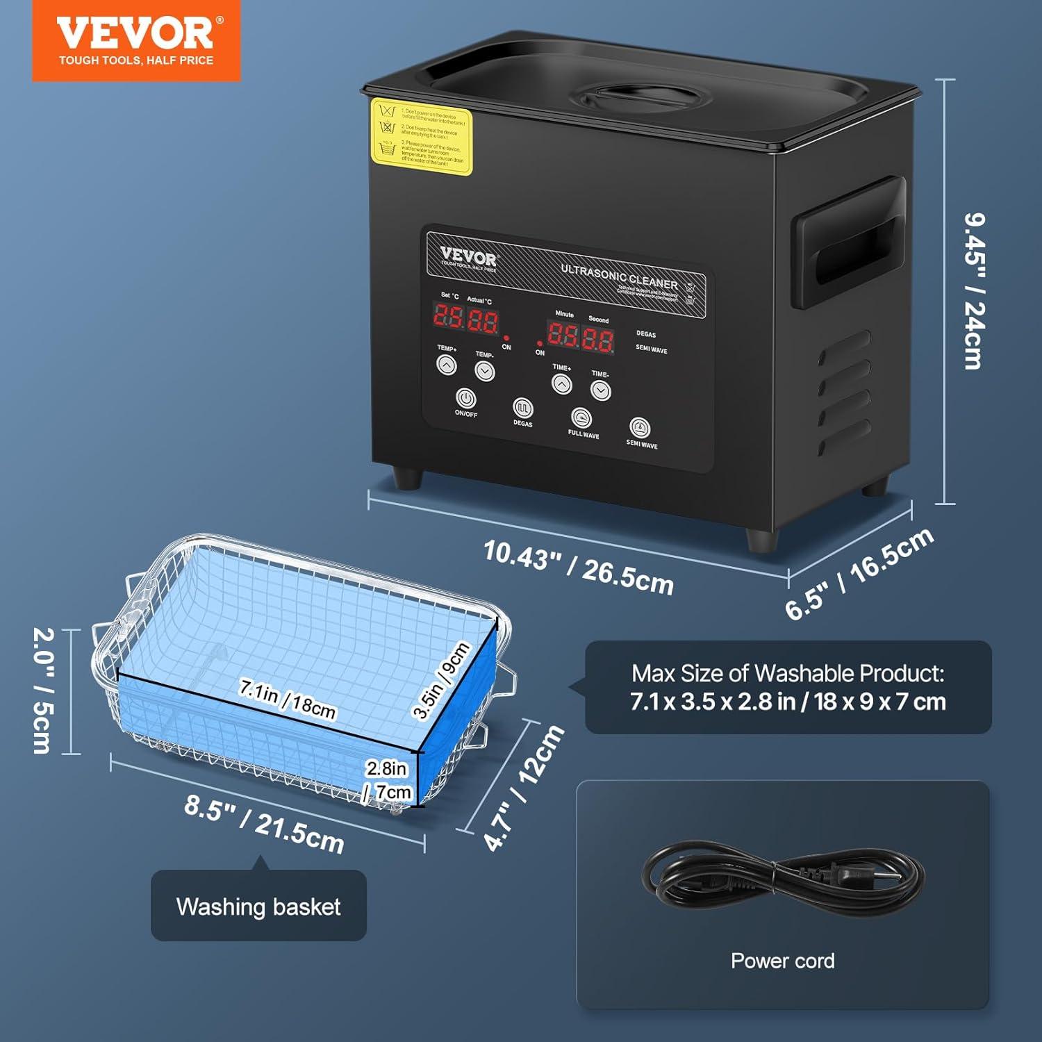 image:imageVEVOR 10L Ultra Sonic Cleaner 240W Digital Ultrasonic Cleaning Machine with Gentle Mode amp Upgraded Degassing 40kHz Industrial Ultrasound Cleaner with Heater amp Timer for Retainer Jewelry Tools3L