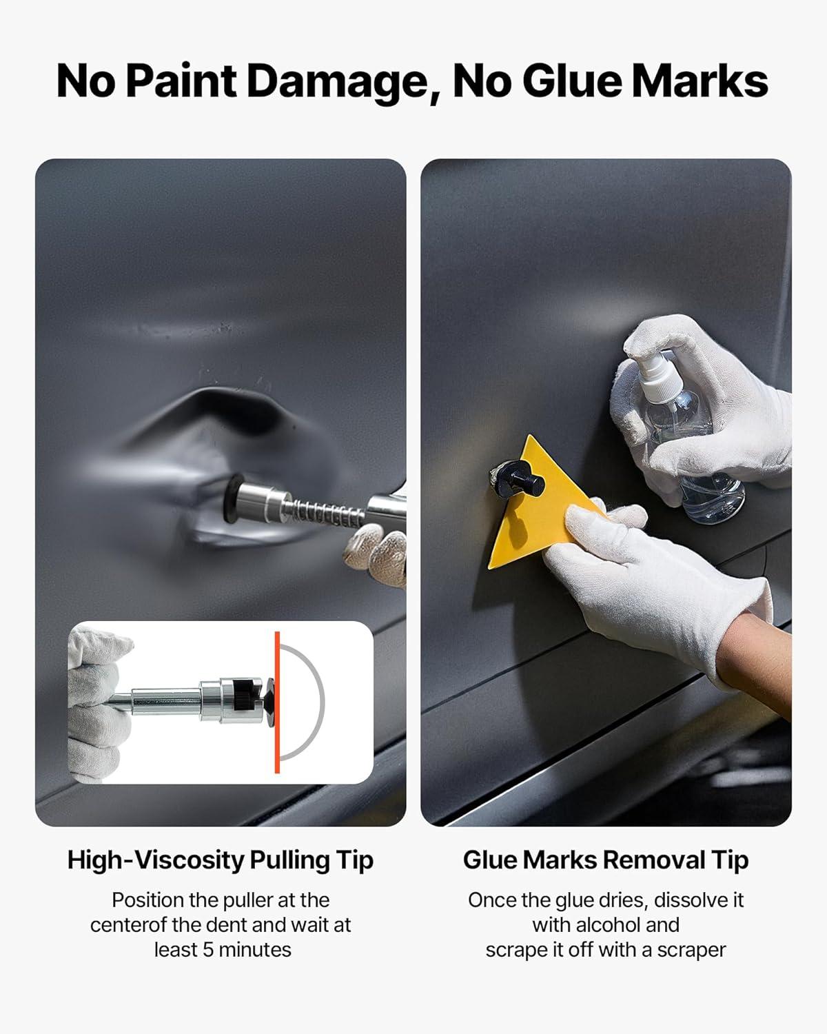 image:imageVEVOR 117 PCS Dent Removal Kit Paintless Dent Repair Kit with Golden Lifter Bridge Puller Slide Hammer Tbar Dent Puller Suction Cup Dent Puller for Auto Body Dents Hail Damage Door Ding100PCS