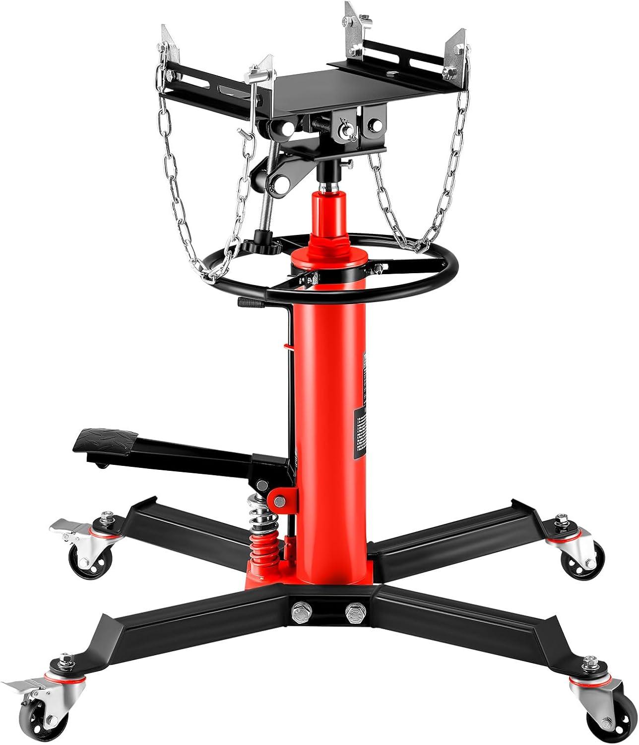 image:imageVEVOR 12Ton1100lbs Capacity Hydraulic Transmission Jack Car amp Truck Compatible 33567 Inch Lift Range 2Stage Jack Stand with Foot Pedal 360 Swivel Wheel RedTransmission Jack 1100lbs