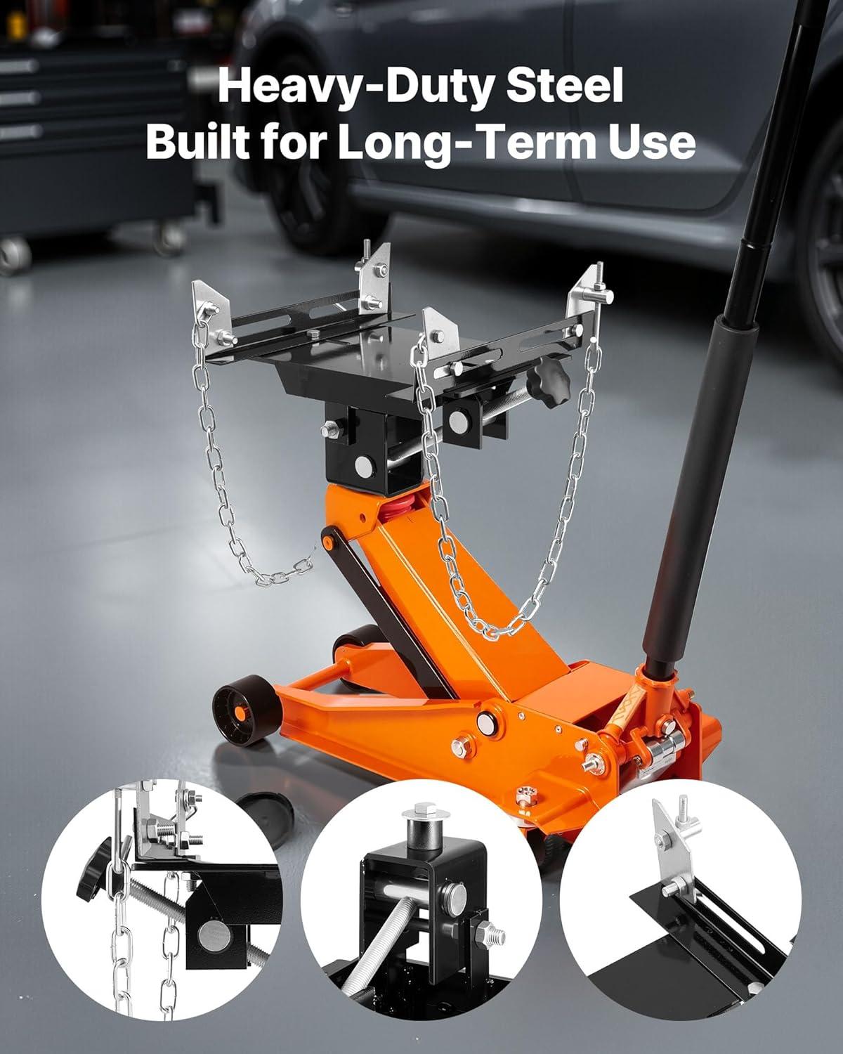 image:imageVEVOR 12Ton1100lbs Capacity Hydraulic Transmission Jack Car amp Truck Compatible 33567 Inch Lift Range 2Stage Jack Stand with Foot Pedal 360 Swivel Wheel RedAdapter
