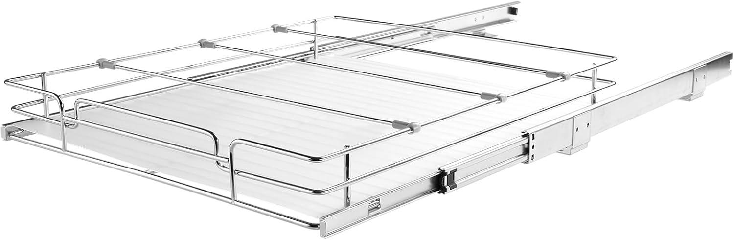 image:imageVEVOR 155 Wx21 Dx35 H Pull Out Cabinet Organizer Heavy Duty Slide Out Pantry Shelves ChromePlated Steel Roll Out Drawers Storage for Home Under Sink 17 Wx22 Dx7 H Install Size for Cabinet185Wx21D