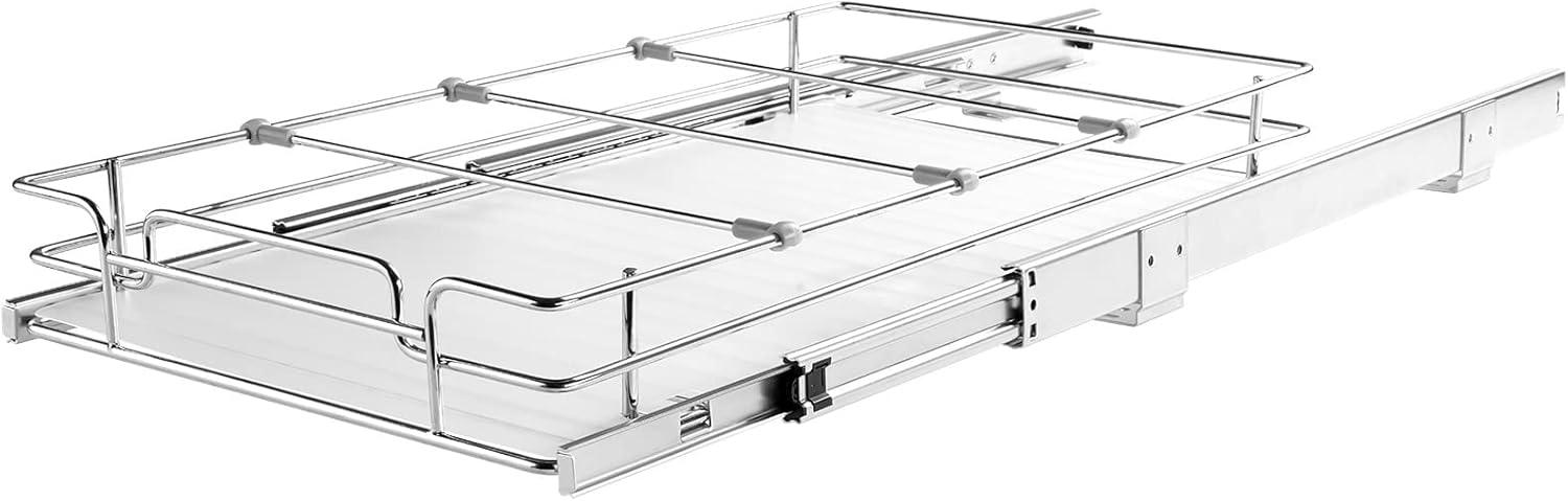 image:imageVEVOR 155 Wx21 Dx35 H Pull Out Cabinet Organizer Heavy Duty Slide Out Pantry Shelves ChromePlated Steel Roll Out Drawers Storage for Home Under Sink 17 Wx22 Dx7 H Install Size for Cabinet125Wx165D