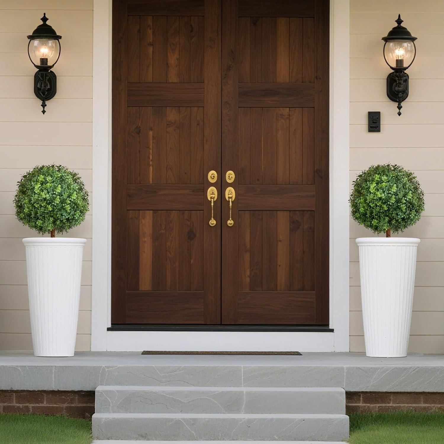 image:imageVEVOR 2 Pcs 20 Artificial Plant Topiary Ball Faux Boxwood Balls with 2 LED Light String AllYear Green Faux Plant Decorative Balls for Backyard BalconyGarden Wedding and Home Dcor22 Inchground Spike