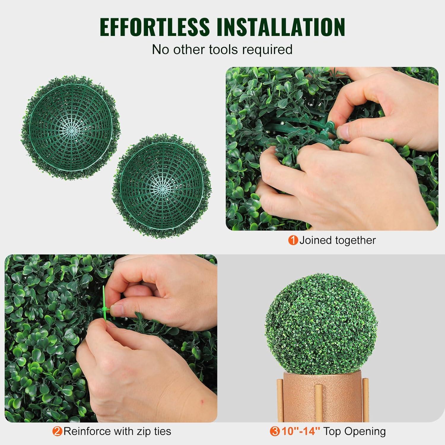 image:imageVEVOR 2 Pcs 20 Artificial Plant Topiary Ball Faux Boxwood Balls with 2 LED Light String AllYear Green Faux Plant Decorative Balls for Backyard BalconyGarden Wedding and Home Dcor16 Inchball