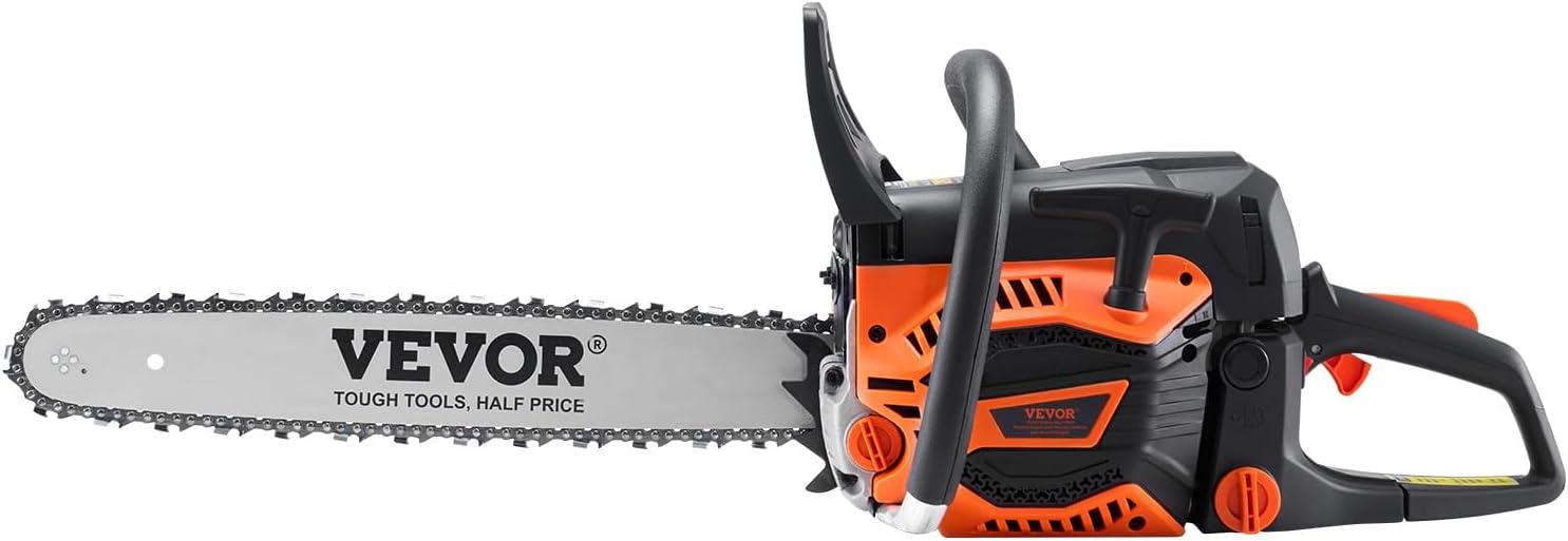 image:imageVEVOR 20inch 62CC Gas Powered Chainsaw 38 HP 2 Stroke Engine Gas Power Chainsaws with NonSlip Handle Gas Chainsaws with Dual Fuel Tanks For Wood Cutting Tree Trimming and Land Clearing52CC 18inch