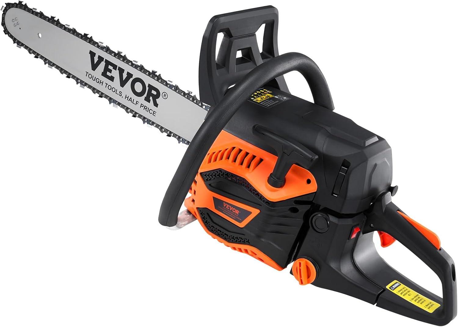image:imageVEVOR 20inch 62CC Gas Powered Chainsaw 38 HP 2 Stroke Engine Gas Power Chainsaws with NonSlip Handle Gas Chainsaws with Dual Fuel Tanks For Wood Cutting Tree Trimming and Land Clearing52CC 18inch
