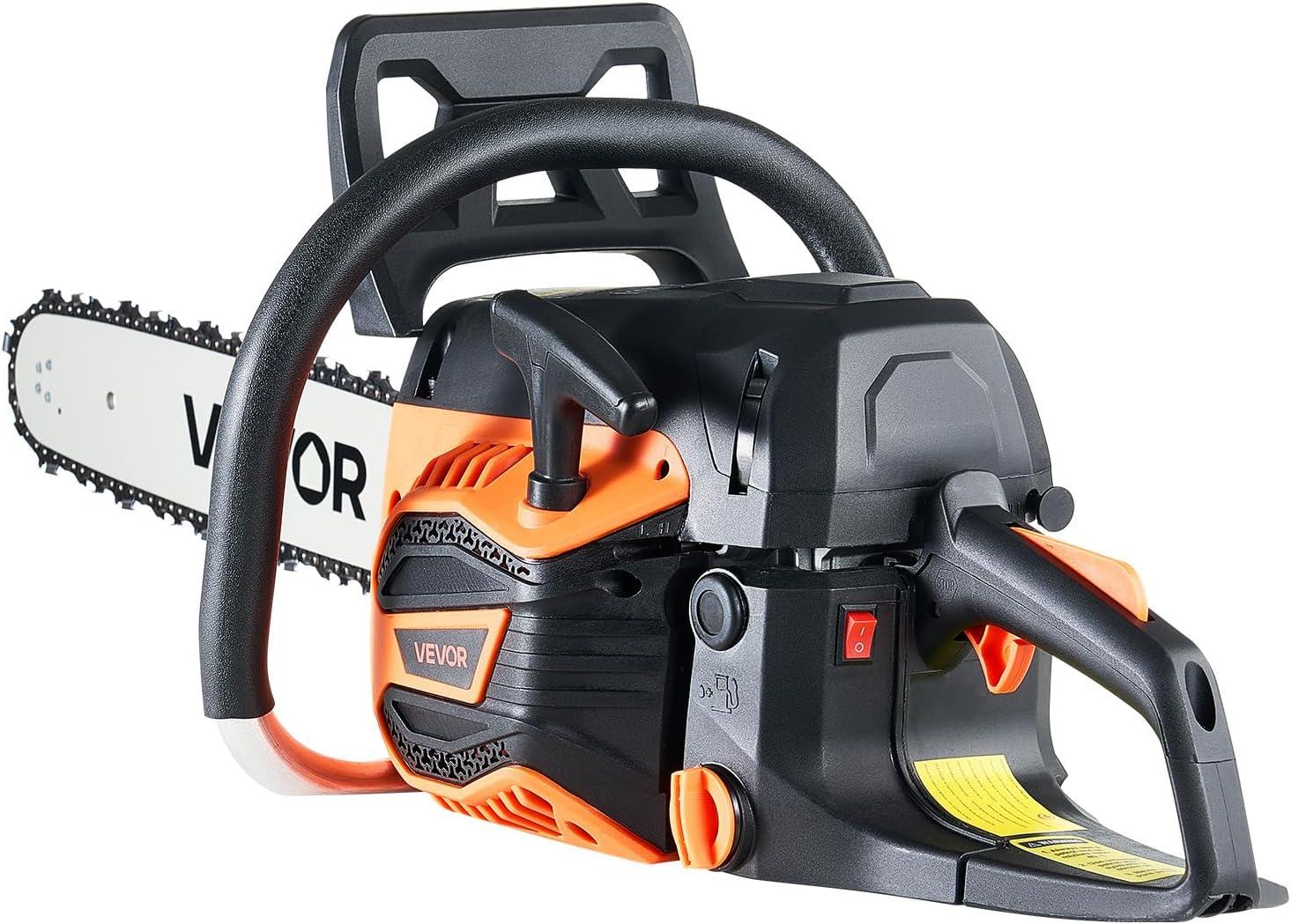 image:imageVEVOR 20inch 62CC Gas Powered Chainsaw 38 HP 2 Stroke Engine Gas Power Chainsaws with NonSlip Handle Gas Chainsaws with Dual Fuel Tanks For Wood Cutting Tree Trimming and Land Clearing62CC 20inch