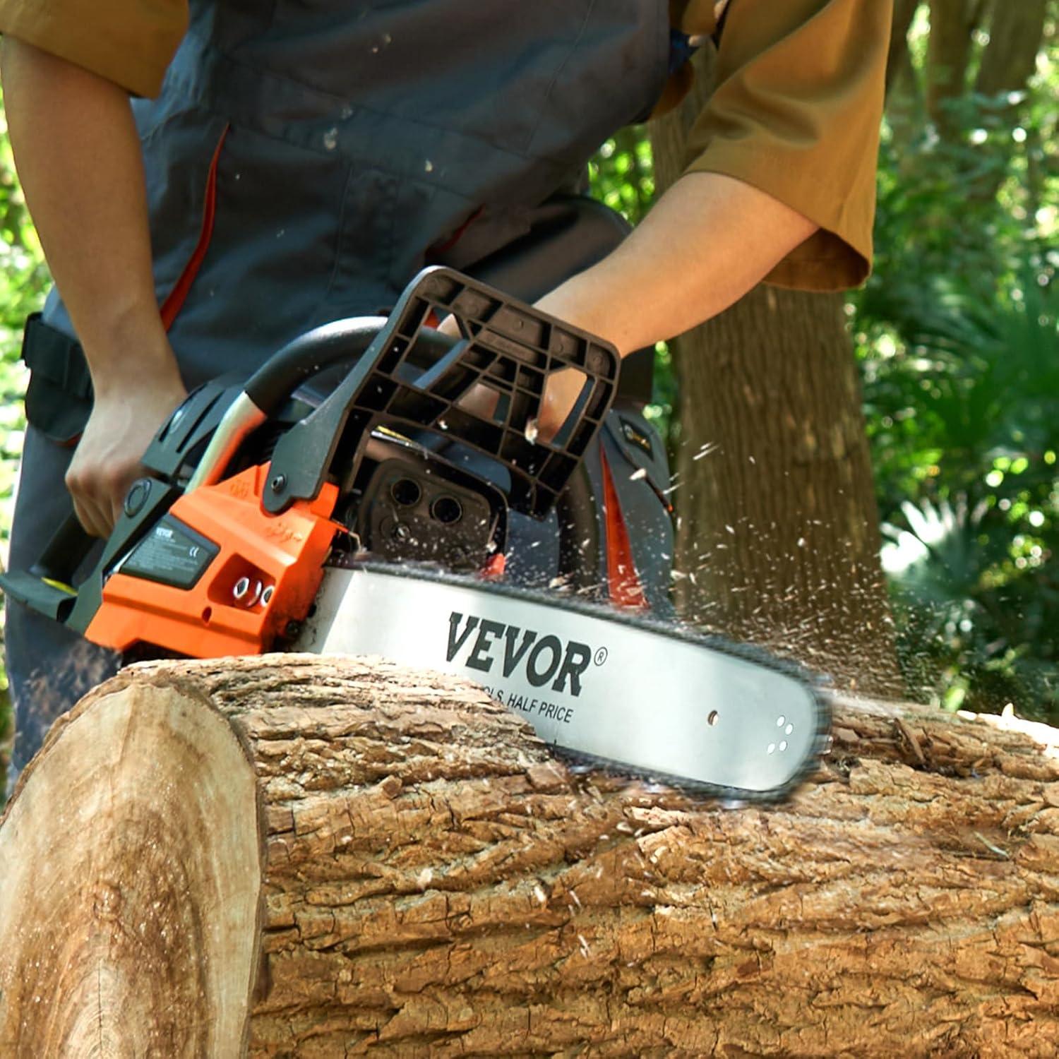 image:imageVEVOR 20inch 62CC Gas Powered Chainsaw 38 HP 2 Stroke Engine Gas Power Chainsaws with NonSlip Handle Gas Chainsaws with Dual Fuel Tanks For Wood Cutting Tree Trimming and Land Clearing58CC 20inch