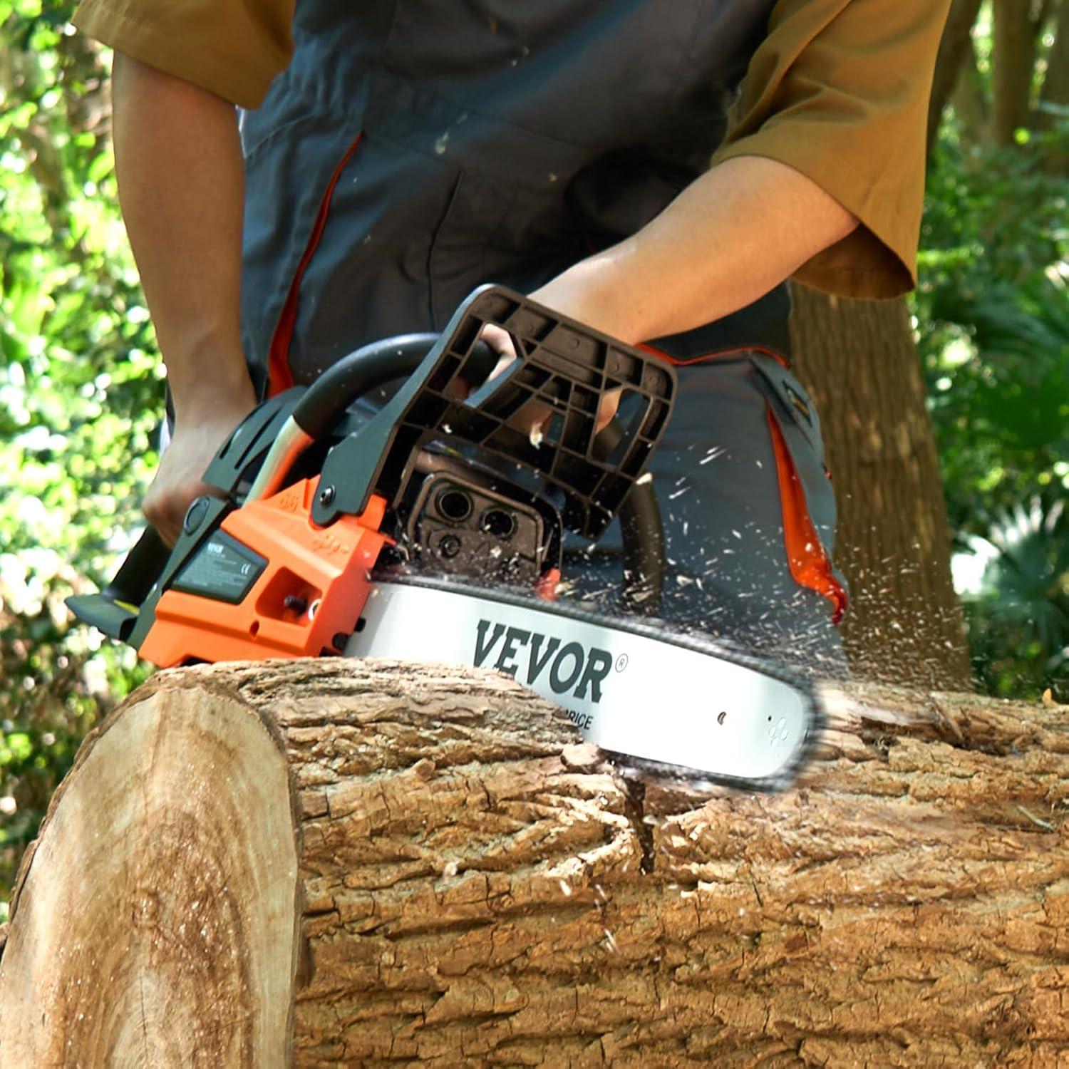 image:imageVEVOR 20inch 62CC Gas Powered Chainsaw 38 HP 2 Stroke Engine Gas Power Chainsaws with NonSlip Handle Gas Chainsaws with Dual Fuel Tanks For Wood Cutting Tree Trimming and Land Clearing52CC 18inch