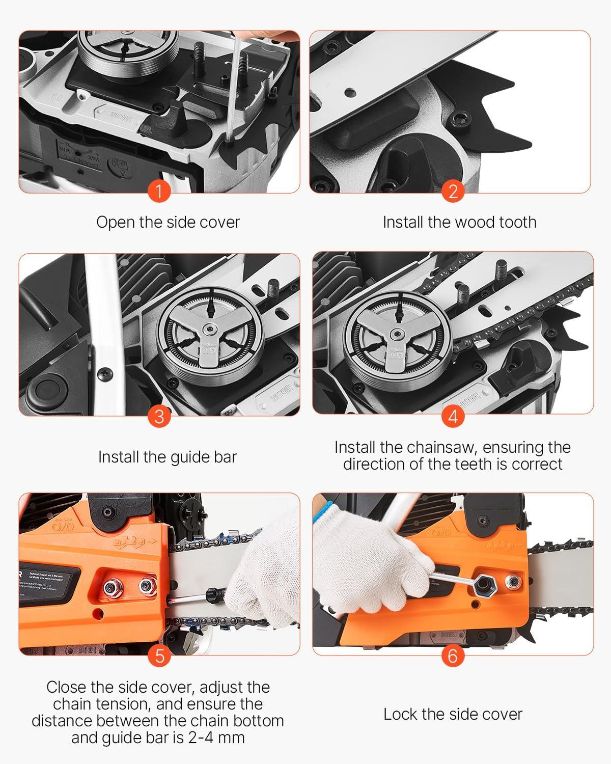 image:imageVEVOR 20inch 62CC Gas Powered Chainsaw 38 HP 2 Stroke Engine Gas Power Chainsaws with NonSlip Handle Gas Chainsaws with Dual Fuel Tanks For Wood Cutting Tree Trimming and Land Clearing52CC 18inch