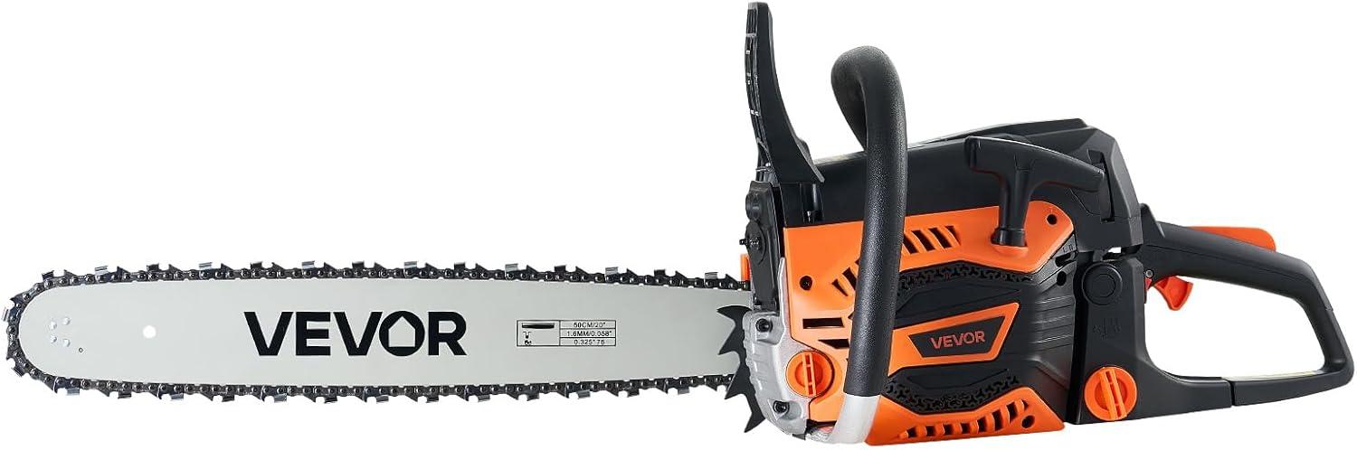 image:imageVEVOR 20inch 62CC Gas Powered Chainsaw 38 HP 2 Stroke Engine Gas Power Chainsaws with NonSlip Handle Gas Chainsaws with Dual Fuel Tanks For Wood Cutting Tree Trimming and Land Clearing62CC 20inch