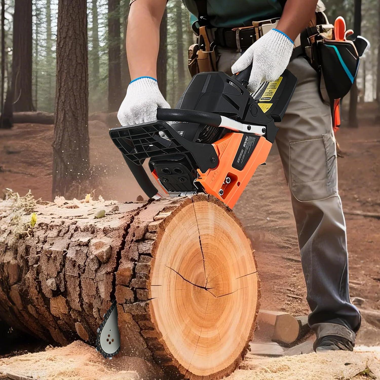 image:imageVEVOR 20inch 62CC Gas Powered Chainsaw 38 HP 2 Stroke Engine Gas Power Chainsaws with NonSlip Handle Gas Chainsaws with Dual Fuel Tanks For Wood Cutting Tree Trimming and Land Clearing62CC 20inch
