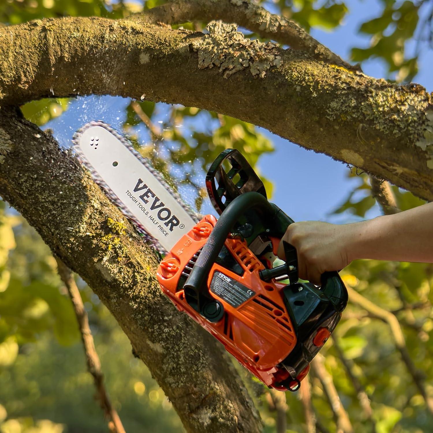 image:imageVEVOR 20inch 62CC Gas Powered Chainsaw 38 HP 2 Stroke Engine Gas Power Chainsaws with NonSlip Handle Gas Chainsaws with Dual Fuel Tanks For Wood Cutting Tree Trimming and Land Clearing254CC 12inch