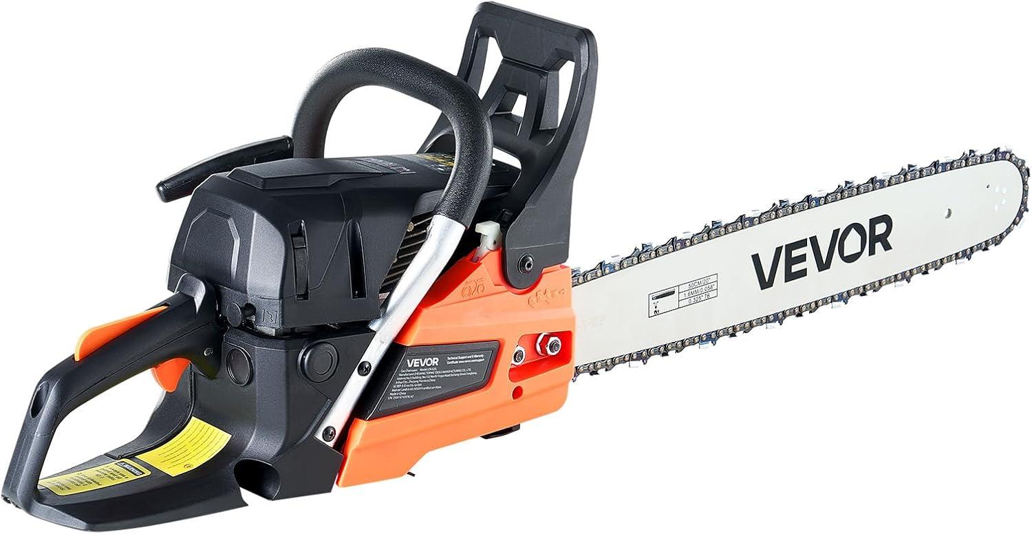 image:imageVEVOR 20inch 62CC Gas Powered Chainsaw 38 HP 2 Stroke Engine Gas Power Chainsaws with NonSlip Handle Gas Chainsaws with Dual Fuel Tanks For Wood Cutting Tree Trimming and Land Clearing62CC 20inch