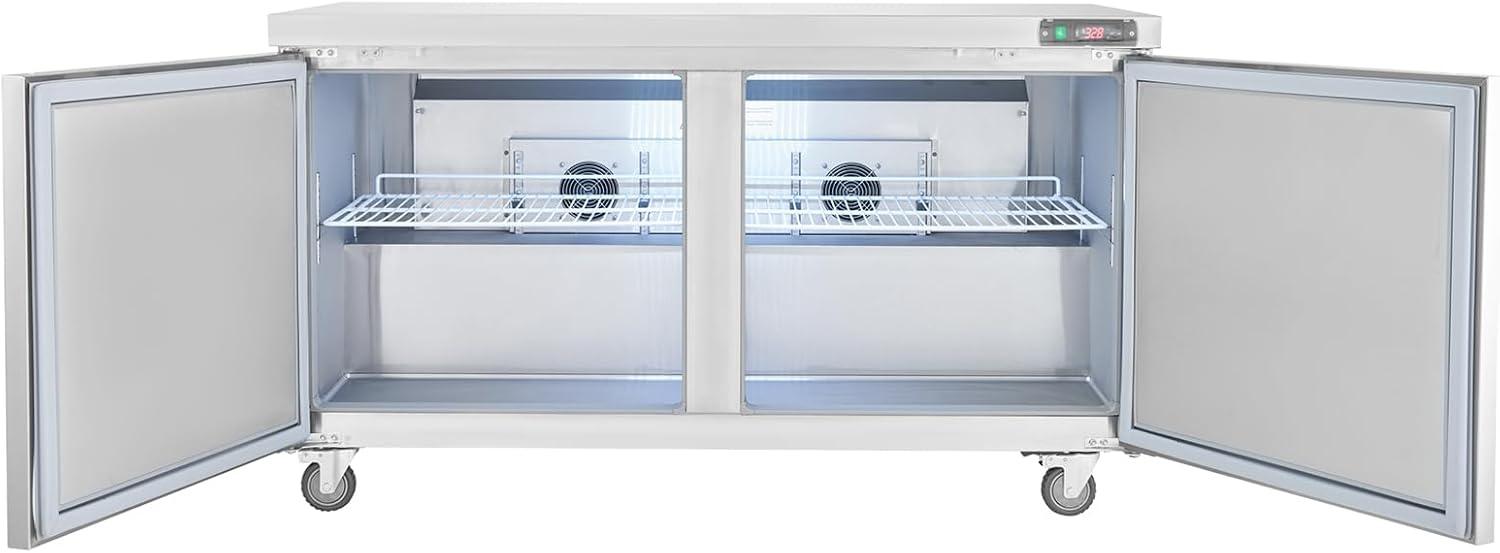 image:imageVEVOR 28 W Commercial Refrigerator Undercounter Worktop Refrigerator 74 Cu Ft Thick Stainless Steel Refrigerated Food Prep Station Fan Cooling Single Door Worktop Fridge with lock for Bar60W Worktop Refrigerator