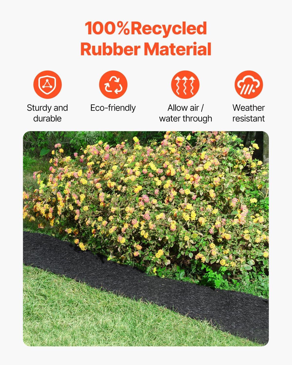 image:imageVEVOR 2Pack Recycled Rubber Mulch Mat 120 x 45 inPermanent Rubber Mulch for Landscaping Black Mulch Garden Edging Border for PlantsVegetables amp Flower Garden Barrier120 x 45 in