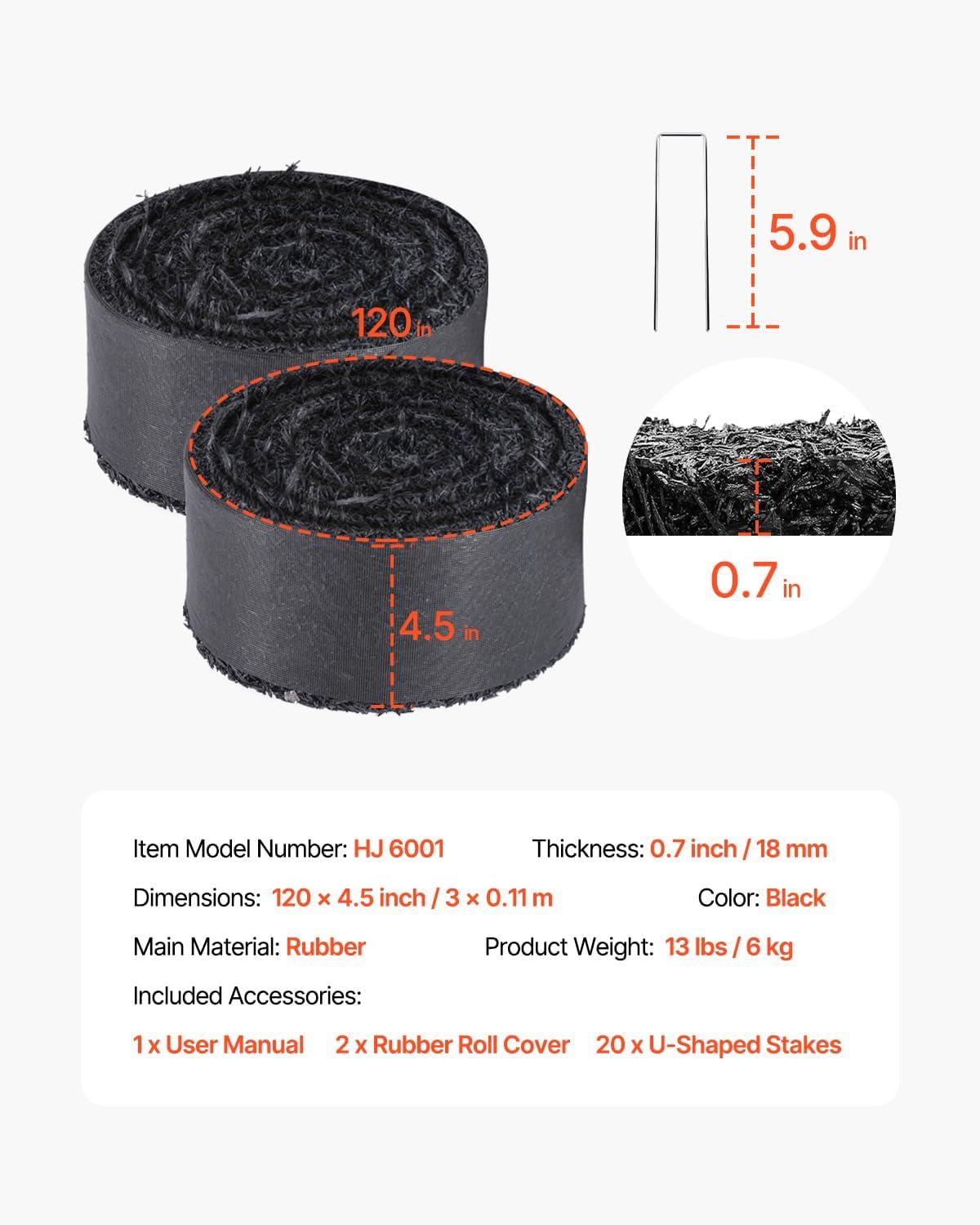 image:imageVEVOR 2Pack Recycled Rubber Mulch Mat 120 x 45 inPermanent Rubber Mulch for Landscaping Black Mulch Garden Edging Border for PlantsVegetables amp Flower Garden Barrier120 x 45 in