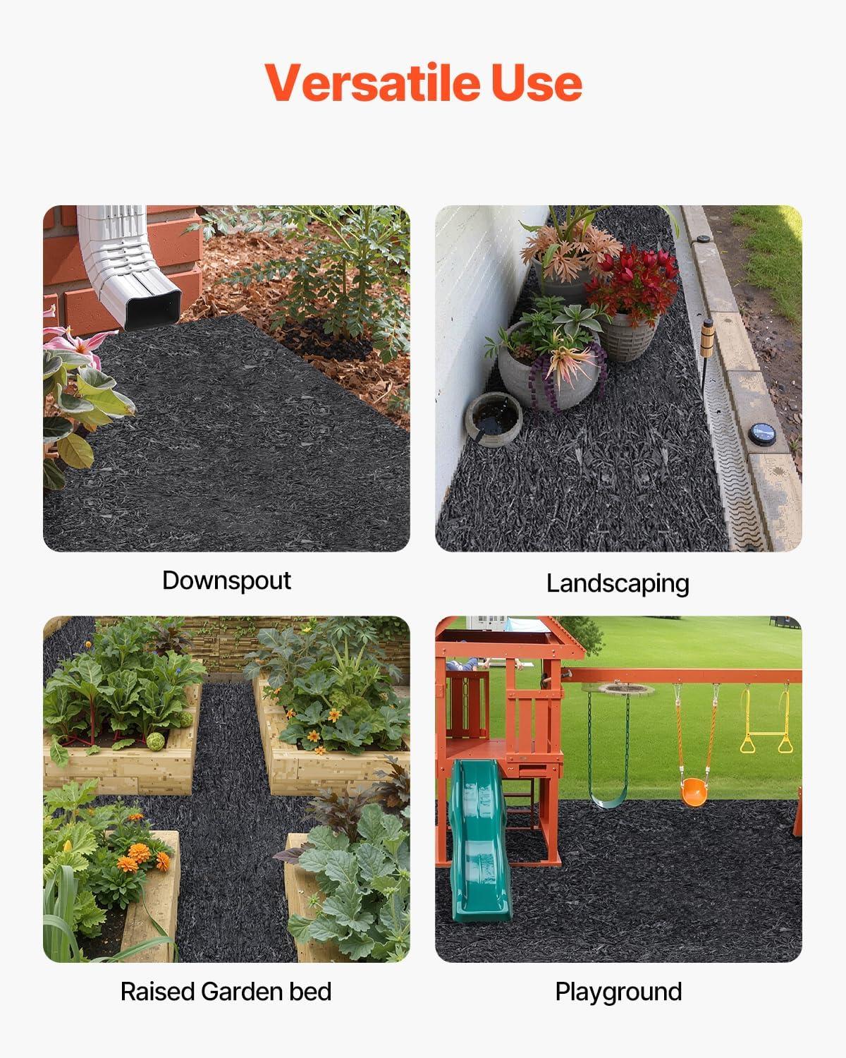 image:imageVEVOR 2Pack Recycled Rubber Mulch Mat 120 x 45 inPermanent Rubber Mulch for Landscaping Black Mulch Garden Edging Border for PlantsVegetables amp Flower Garden Barrier8 x 2